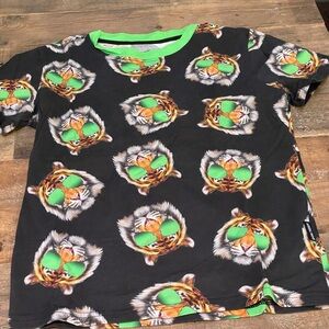 Don Teddy Kids Tiger Print Black and Green Shirt